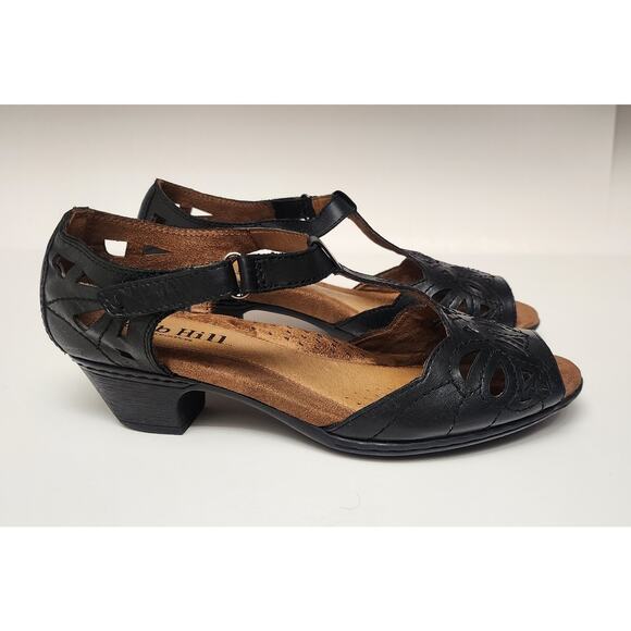 Cobb Hill by New Balance Womens Black Leather Open Toe Sandals Wedge Buckle 9.5M - Picture 16 of 16